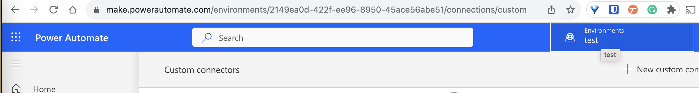 select Environment in PowerAutomate