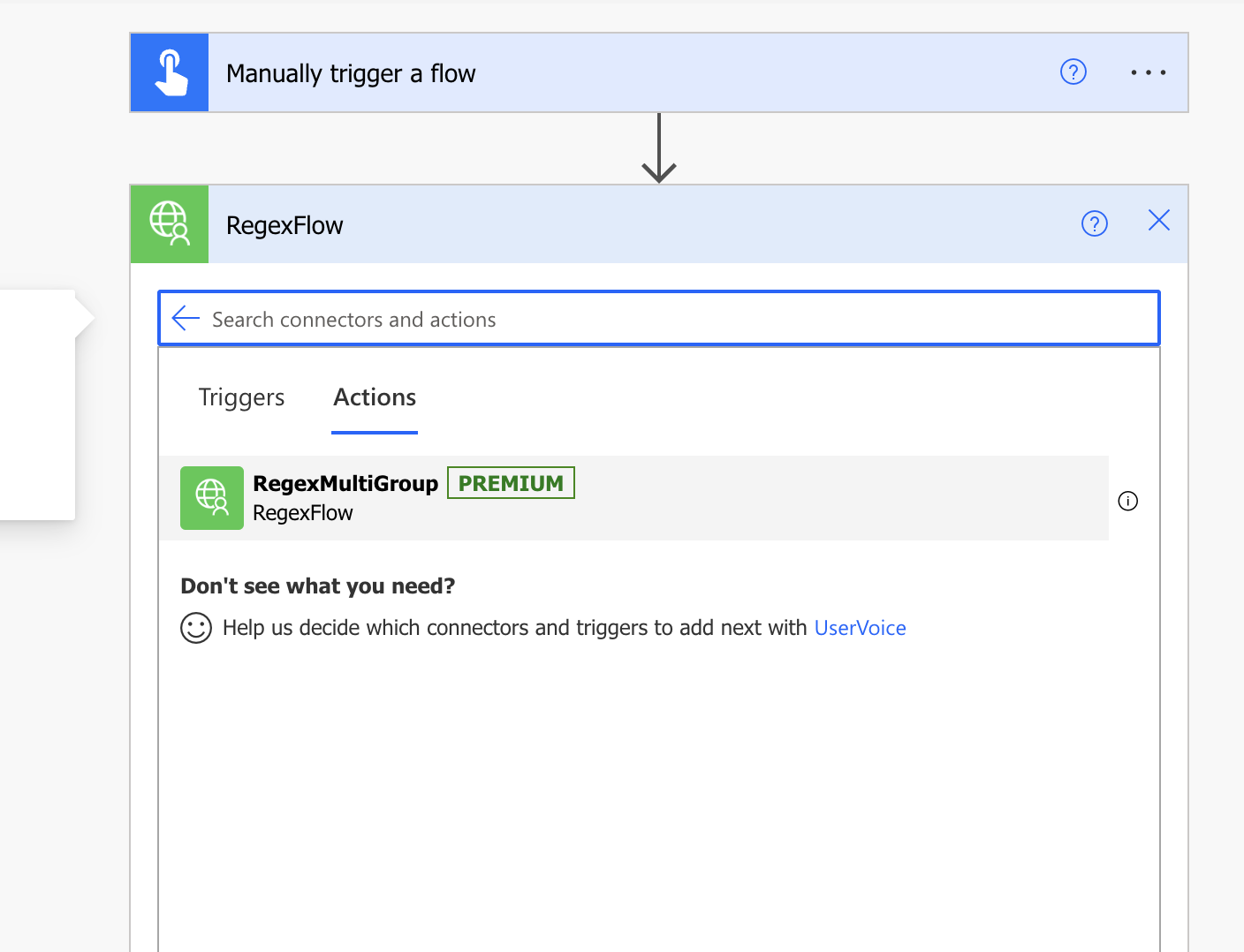 select the RegexMultiGroup action