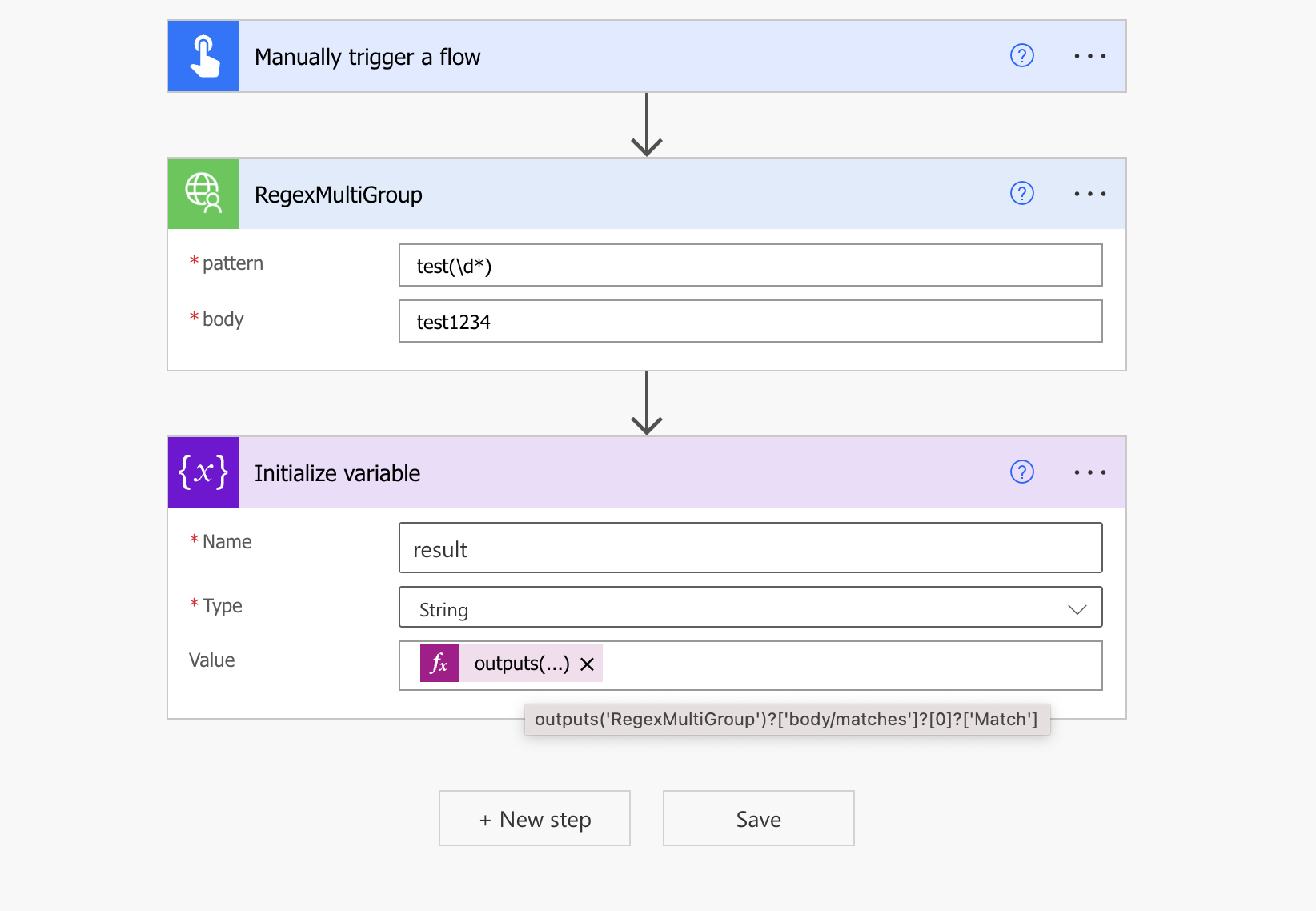 using the result in other actions